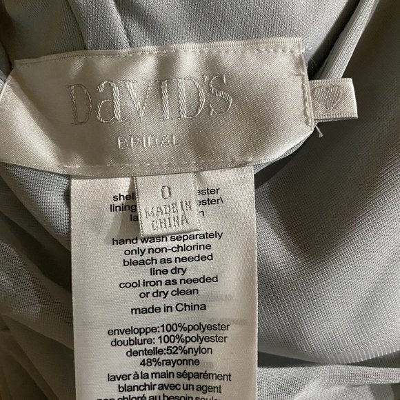 David's Bridal One-Shoulder Dress with Lace Insert - Picture 2 of 4